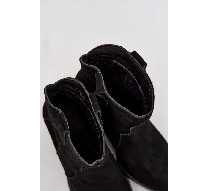Nazouvací dámské kozačky z přírodního semiše černé model 21713735 - Boto