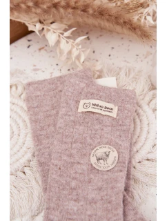 Dámske teplé vlnené ponožky s aplikáciou - béžové