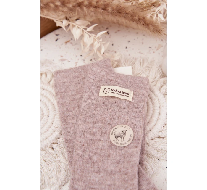 Dámske teplé vlnené ponožky s aplikáciou - béžové Dámske teplé vlnené ponožky s aplikáciou - béžové