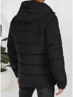 Pánska prešívaná zimná bunda s kapucňou čierna FashionStreet TX5055 Pánska prešívaná zimná bunda s kapucňou čierna FashionStreet TX5055