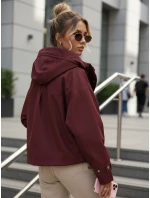 Dámska prechodná bunda s kapucňou a vreckami bordová FashionStreet TY5635