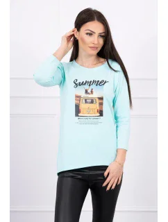 Blúzka s potlačou Letné auto mint