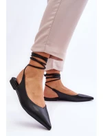 Damskie Wiązane Baleriny W Szpic Czarne Turriso Damskie Wiązane Baleriny W Szpic Czarne Turriso