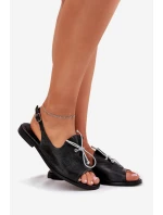 Kožené ploché sandály model 21664449 černé - Zazoo