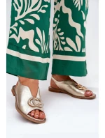 Kožené Sandály Na Plochém Podpatku S Ozdobou model 21686752 Zlaté - Laura Messi