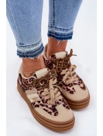 Sneakersy Damskie Na Platformie Z Podwójnym Sznurowaniem Panterka Beżowe Niteria Sneakersy Damskie Na Platformie Z Podwójnym Sznurowaniem Panterka Beżowe Niteria