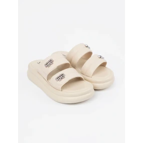 Jedinečné dámske papuče na platforme Jasnobeżowy