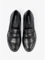 Trendy dámske čierne mokasíny na platforme