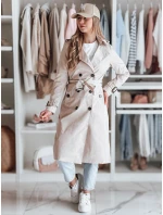 Dámský dlouhý kabát s páskem bílý Dstreet model 21986640 - FashionStreet