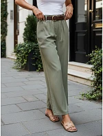 Dámske nohavice z lyocellu so širokými nohavicami, zelené, FashionStreet UY3066