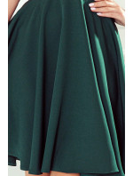 ROSALIA - Dámske šaty vo fľaškovo zelenej farbe s preloženým výstrihom a mašličkami 393-1