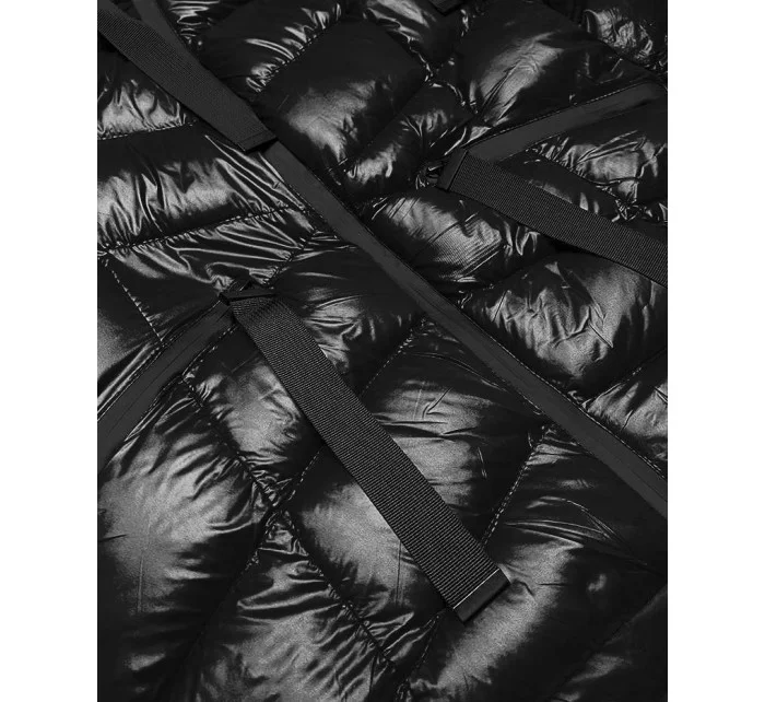 Čierna krátka dámska zimná bunda (23066-392)