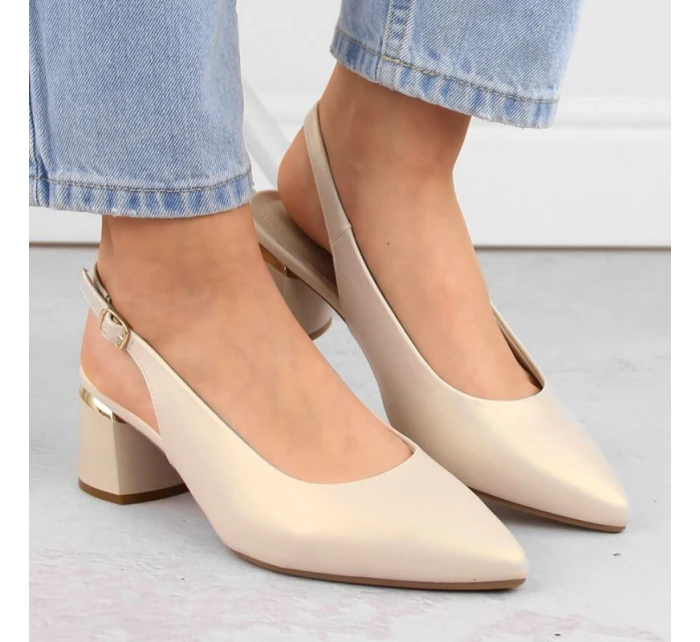 W béžové  elegantní sandály model 21776016 - SERGIO LEONE