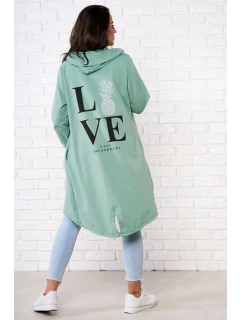 Plášť s potiskem v tmavě mátové barvě