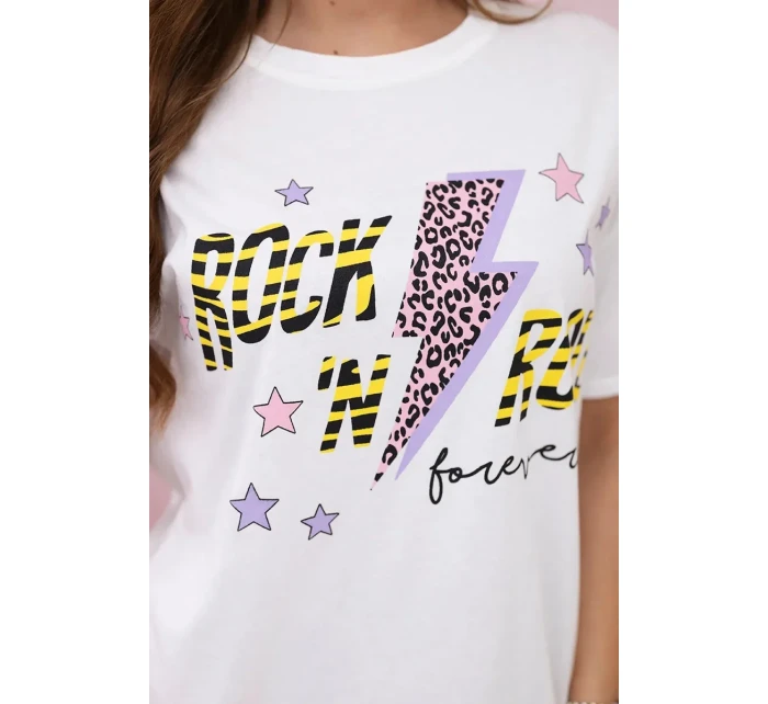 Blúzka z trenej bavlny Rock n roll white