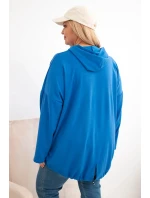Dámska mikina Plus Size s kapucňou a potlačou strieborná