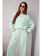 Dámský komplet model 22173149 mikina + kalhoty tmavě mátová - K-Fashion