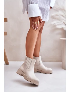 Dámské boty na plochém podpatku kožené světle béžové Lewski model 21672746 - Boto