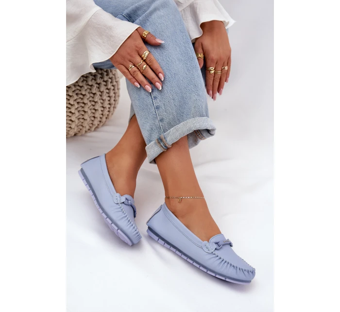 Ploché Kožené Mokasiny S Ozdobou model 21686056 Modré - S.Barski