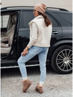 Dámska semišová vesta s ovčou kožušinou WOOLZIP biela FashionStreet TY4743