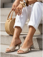 Dámské semišové žabky béžové Dstreet model 21996238 - FashionStreet