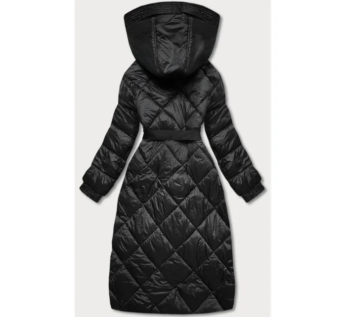 Čierna dlhá dámska páperová bunda (ag1-j9081)