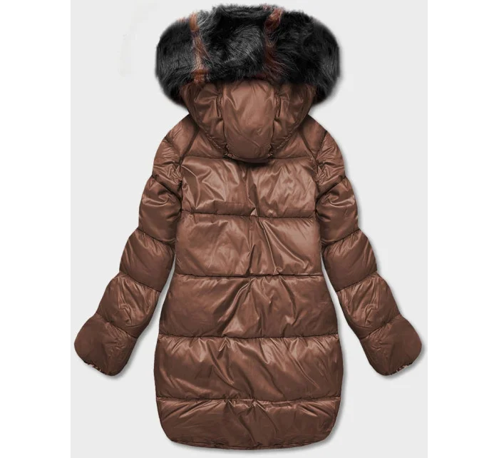 Čierno-hnedá obojstranná bunda oversize (h-1088-01)