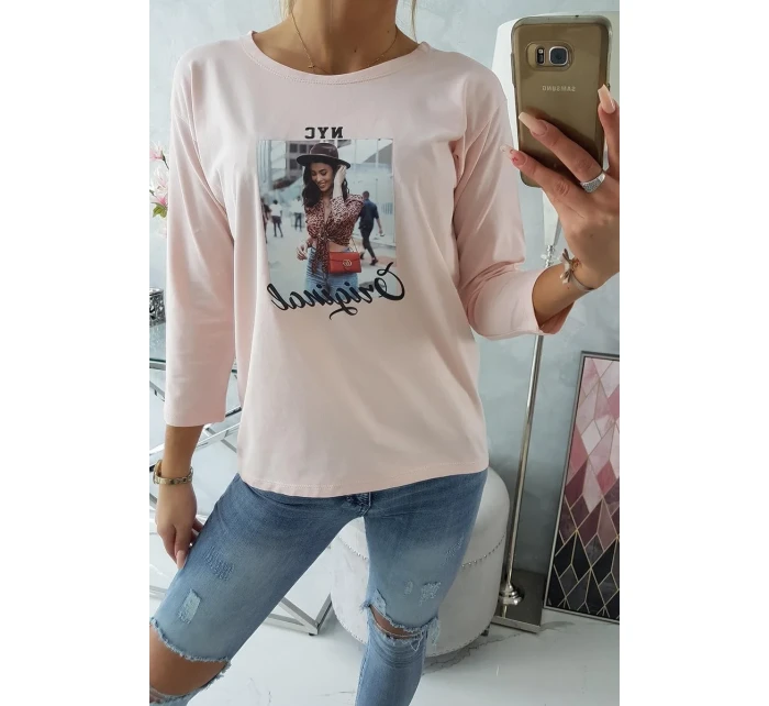 Halenka s potiskem Original powder pink Halenka s potiskem Original powder pink