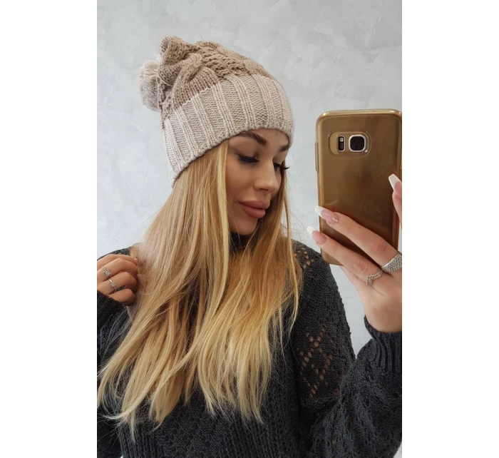 Paris fleecová čiapka K212 tmavo béžová + béžová