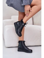 Lehké Zateplené Dámské Boty Na Platformě A Klínu Černé model 21674010 - Boto