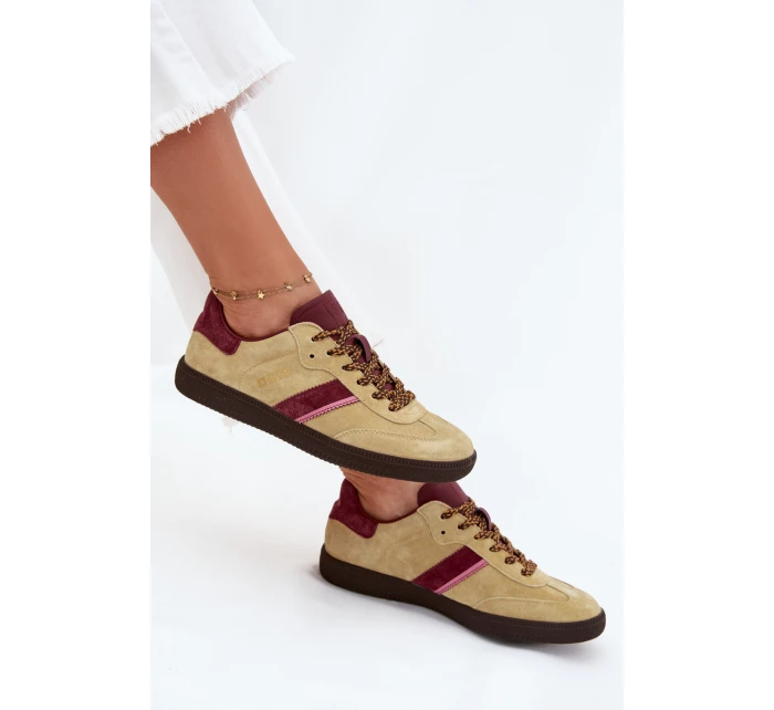 Zamszowe Niskie Sneakersy Damskie Big Star SS274680 HI-POLY SYSTEM Limonkowe