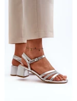 Dámske sandále na nízkom podpätku z ekokože Sergio Leone Silver Dámske sandále na nízkom podpätku z ekokože Sergio Leone Silver