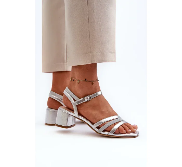 Dámske sandále na nízkom podpätku z ekokože Sergio Leone Silver Dámske sandále na nízkom podpätku z ekokože Sergio Leone Silver