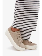 Dámske textilné tenisky na platforme Big Star - béžové Dámske textilné tenisky na platforme Big Star - béžové