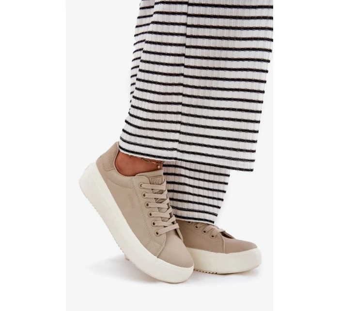 Dámske textilné tenisky na platforme Big Star - béžové Dámske textilné tenisky na platforme Big Star - béžové