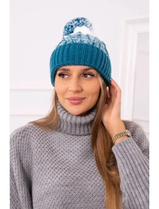 Dámska čiapka s brmbolcom Abigail K326 marine+ecru