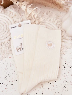 Dlouhé Vlněné Dámské Ponožky Ecru