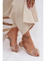 Dámské sandály průhledné s růží model 22140853 zlaté - D&A