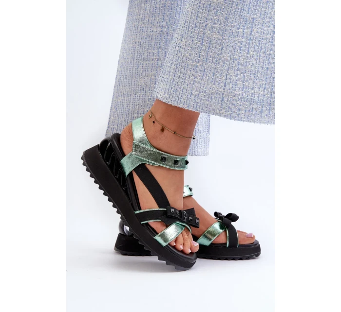 Dámske sandále s mašľou D&A zelené Dámske sandále s mašľou D&A zelené