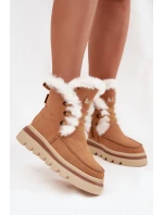 Dámske snehule z prírodného semišu Lee Cooper - camel