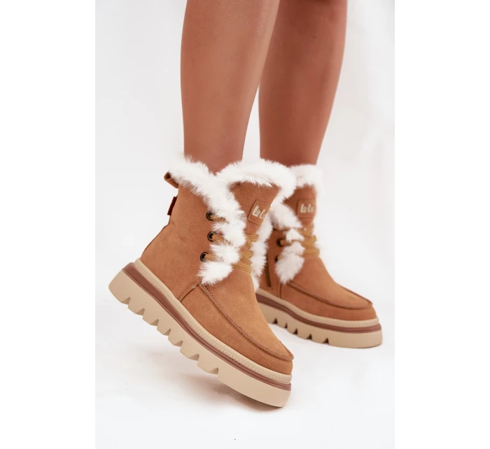 Dámske snehule z prírodného semišu Lee Cooper - camel