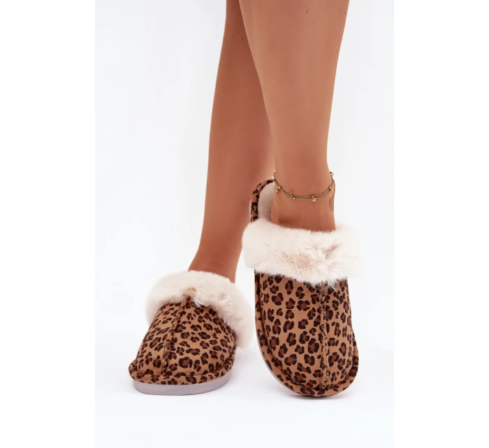 Dámske domáce papuče s kožušinou - panter Aceline