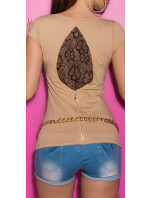 Trendy KouCla Shirt with Lace and Zip