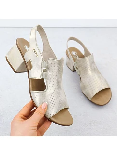 Dámské zlaté nazouvací sandály na podpatku model 22051851 - Rieker