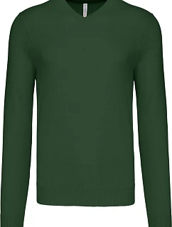 K Pánský svetr s výstřihem do V 20.K forest green model 22431482 - Kariban