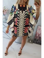 model 18746606 šaty s vázáním v pase ecru - K-Fashion