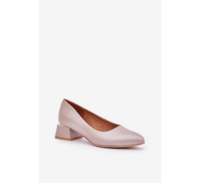 Kožené lodičky Lewski model 21682432 Tmavě béžové - Boto