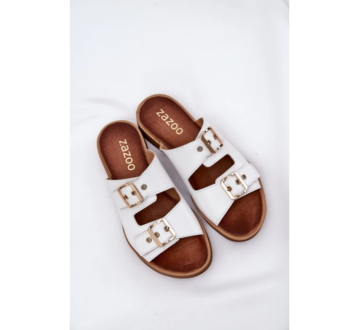 Kožené Ploché Sandály S Přezkami Bílé model 21686308 - Zazoo