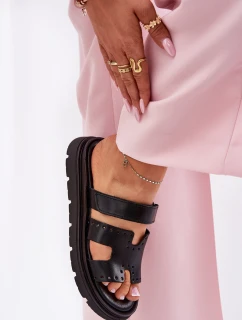 Dámské Pantofle Z Přírodní Kůže Na Platformě model 21694295 Černé - Zazoo