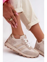 Kožené dámské tenisky na platformě model 22013931 Béžové - S.Barski Kožené dámské tenisky na platformě model 22013931 Béžové - S.Barski